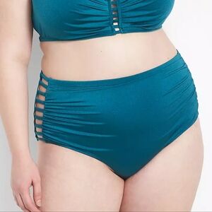 Cacique Shimmer Strappy Ruched-Side Swim Brief